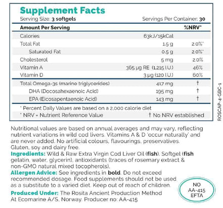 Rosita Extra virgin cod liver oil softgels bei LiveHelfi kaufen