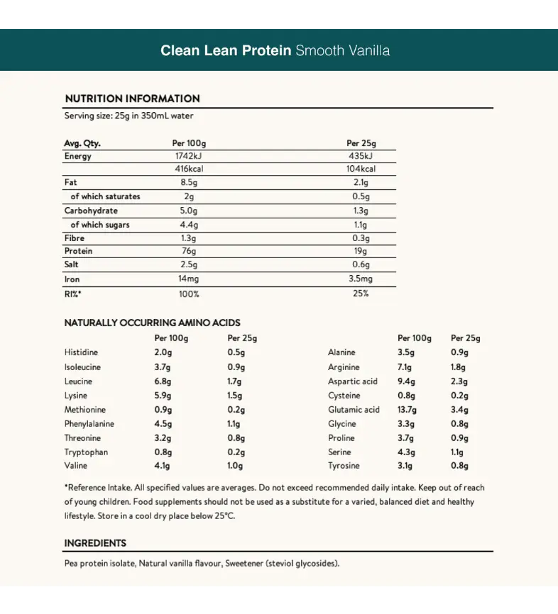 Clean Lean Protein Smooth Vanilla